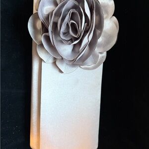 Elegant Satin Clutch with Floral Accent